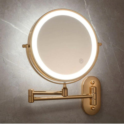 Gouden oplaadbare LED-vergrootspiegel voor make-up en badkamer