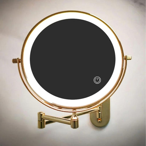 Gouden oplaadbare LED-vergrootspiegel voor make-up en badkamer
