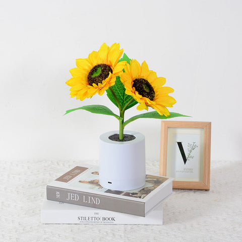 Glinsterende zonnebloemlamp | LED-tafellamp met bloemenmotief | Oplaadbaar via USB | Decoratie geïnspireerd op de natuur