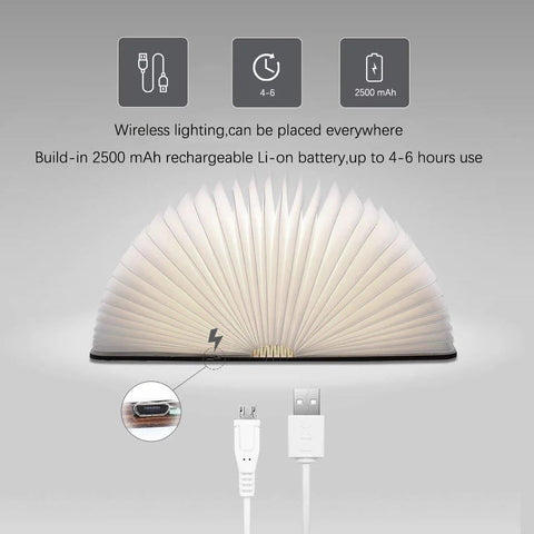 Betoverde boeklamp | Speelse LED-lamp | Oplaadbaar, gezellig decor voor boekenliefhebbers