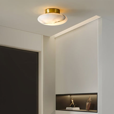 Elegante albasten ovale plafondlamp | Natuurlijk minimalistisch design
