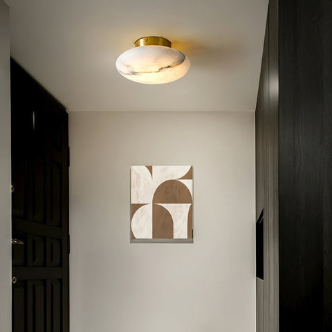 Elegante albasten ovale plafondlamp | Natuurlijk minimalistisch design