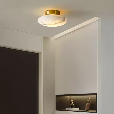 Elegante albasten ovale plafondlamp | Natuurlijk minimalistisch design