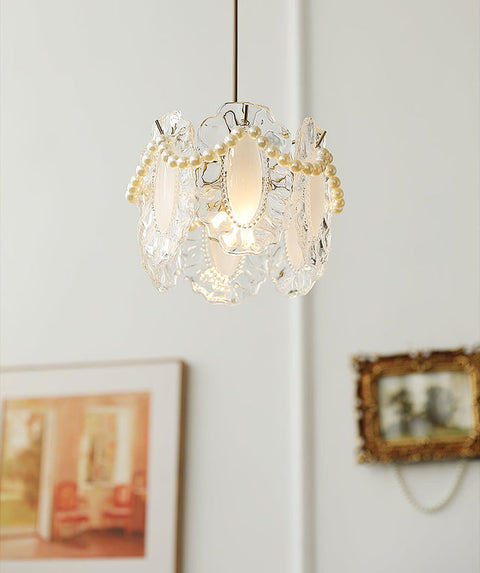 Bloemen glazen hanglamp