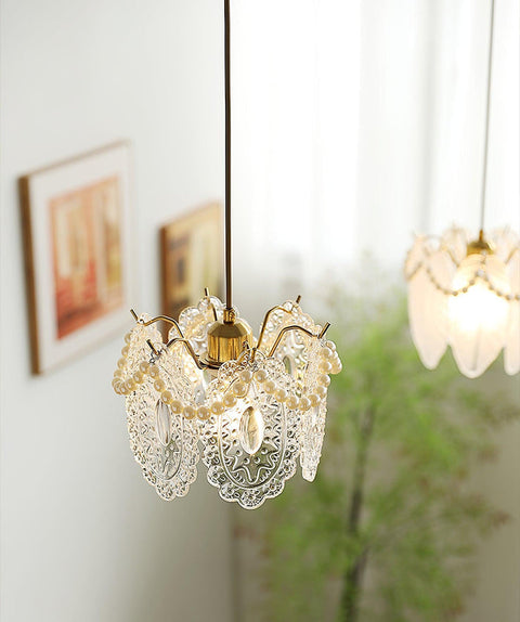 Bloemen glazen hanglamp