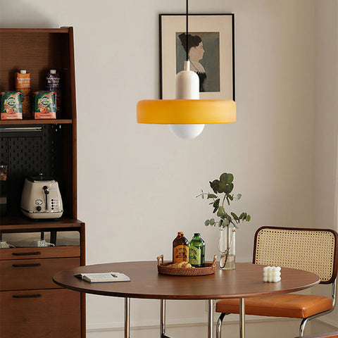 Bauhaus hanglamp in gekleurd glas