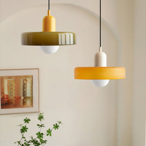 Bauhaus hanglamp in gekleurd glas