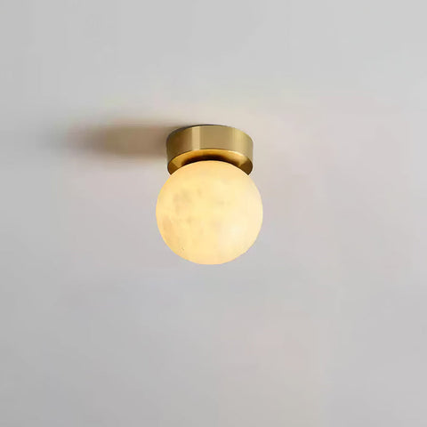 Moon Glow Alabaster Plafondlamp | Elegante messing &amp; zachte LED-ambiance