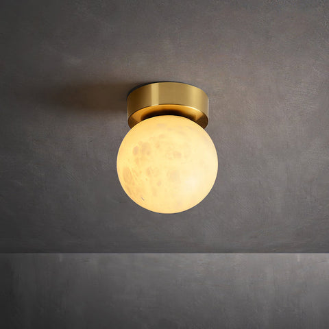 Moon Glow Alabaster Plafondlamp | Elegante messing &amp; zachte LED-ambiance
