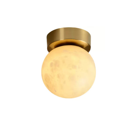 Moon Glow Alabaster Plafondlamp | Elegante messing &amp; zachte LED-ambiance