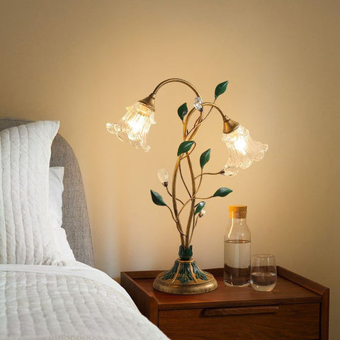 Vintage Franse Bloemen Tafellamp | Elegante Warme Verlichting voor Woondecoratie