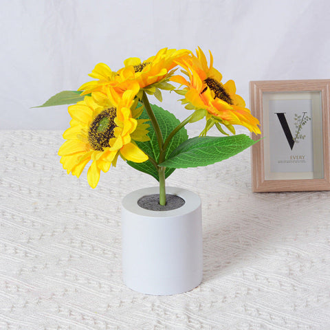 Glinsterende zonnebloemlamp | LED-tafellamp met bloemenmotief | Oplaadbaar via USB | Decoratie geïnspireerd op de natuur