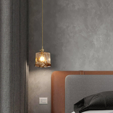 Vintage bruine glazen hanglamp
