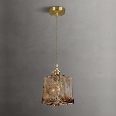 Vintage bruine glazen hanglamp