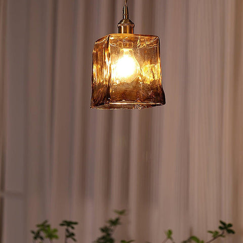 Vintage bruine glazen hanglamp