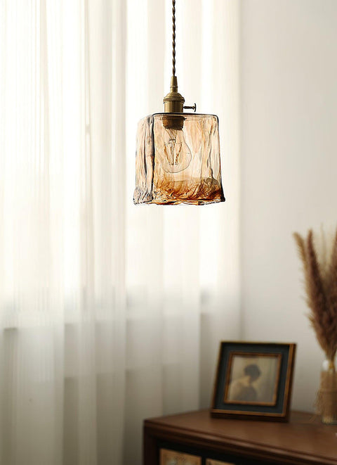 Vintage bruine glazen hanglamp