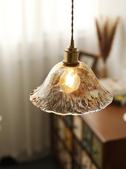 Vintage bruine glazen hanglamp