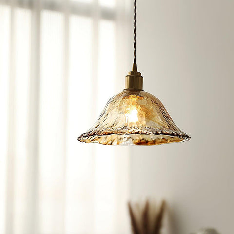 Vintage bruine glazen hanglamp