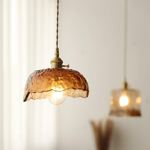 Vintage bruine glazen hanglamp