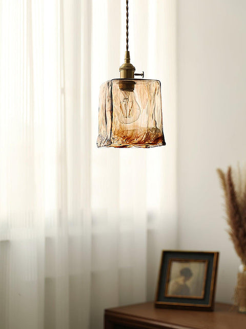Vintage bruine glazen hanglamp