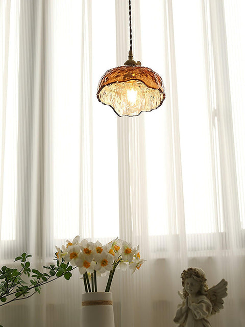 Vintage bruine glazen hanglamp