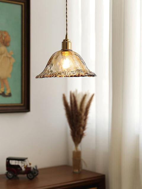 Vintage bruine glazen hanglamp