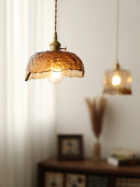 Vintage bruine glazen hanglamp