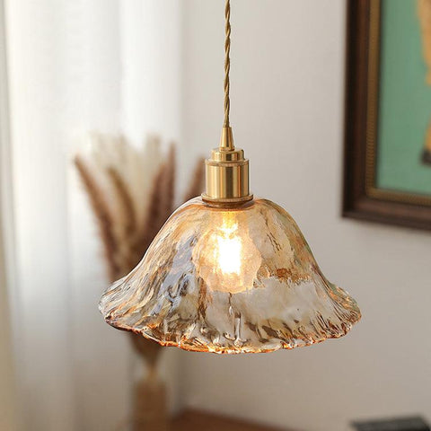 Vintage bruine glazen hanglamp