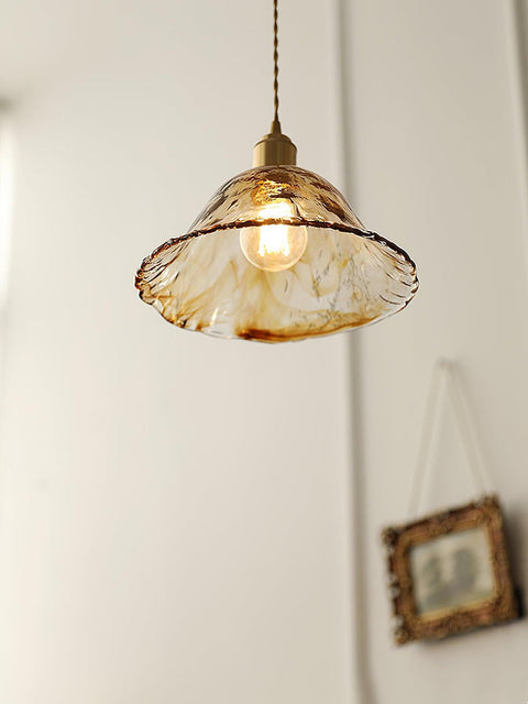 Vintage bruine glazen hanglamp