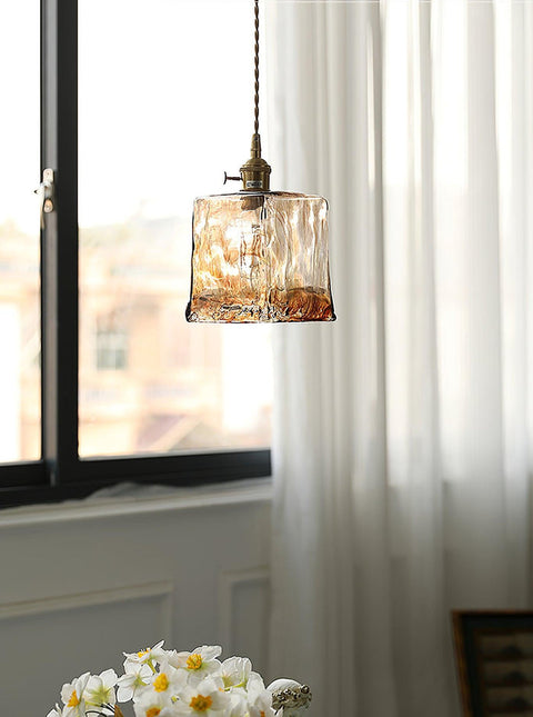 Vintage bruine glazen hanglamp