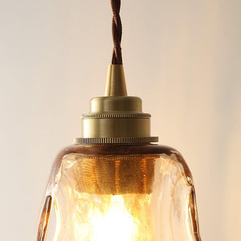 Vintage bruine glazen hanglamp