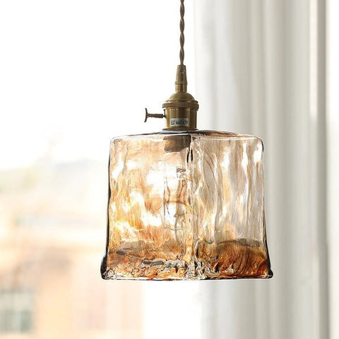 Vintage bruine glazen hanglamp