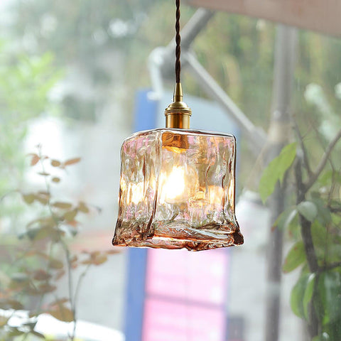 Vintage bruine glazen hanglamp