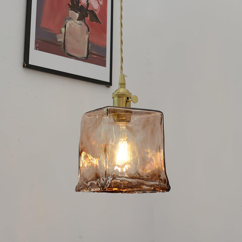 Vintage bruine glazen hanglamp