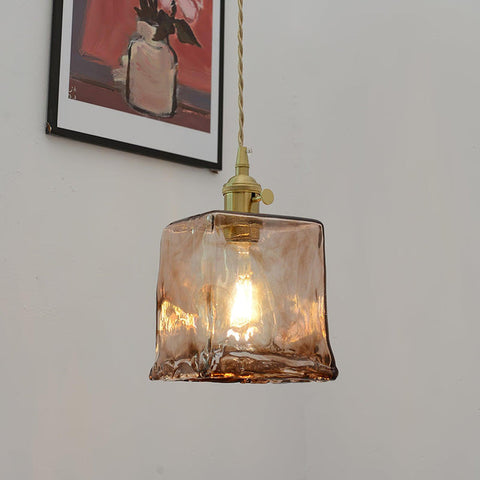 Vintage bruine glazen hanglamp