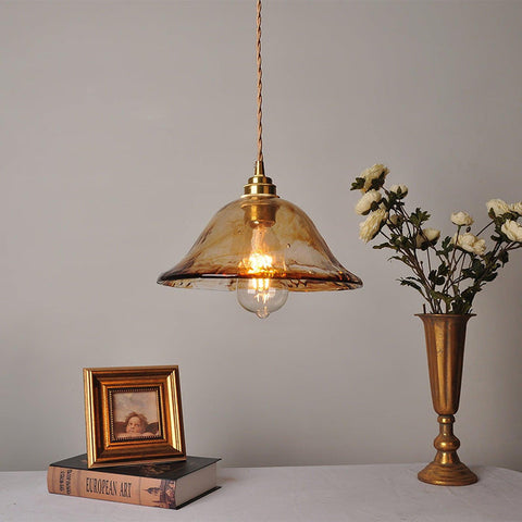 Vintage bruine glazen hanglamp
