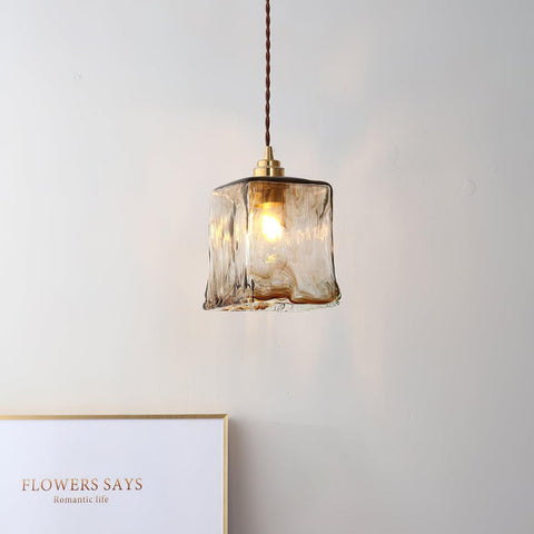 Vintage bruine glazen hanglamp