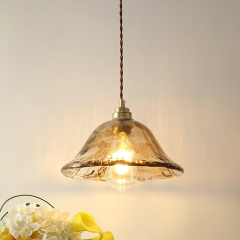 Vintage bruine glazen hanglamp