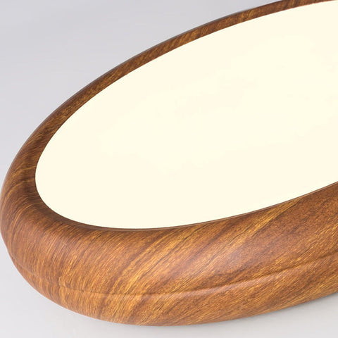 Ronde plafondlamp met houtnerf | Scandinavisch design met donkere houtnerfafwerking | Warm wit licht, vast acrylontwerp