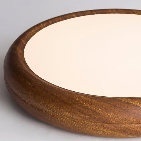 Ronde plafondlamp met houtnerf | Scandinavisch design met donkere houtnerfafwerking | Warm wit licht, vast acrylontwerp