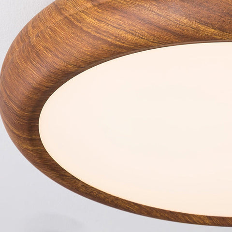 Ronde plafondlamp met houtnerf | Scandinavisch design met donkere houtnerfafwerking | Warm wit licht, vast acrylontwerp