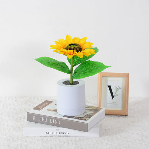 Glinsterende zonnebloemlamp | LED-tafellamp met bloemenmotief | Oplaadbaar via USB | Decoratie geïnspireerd op de natuur