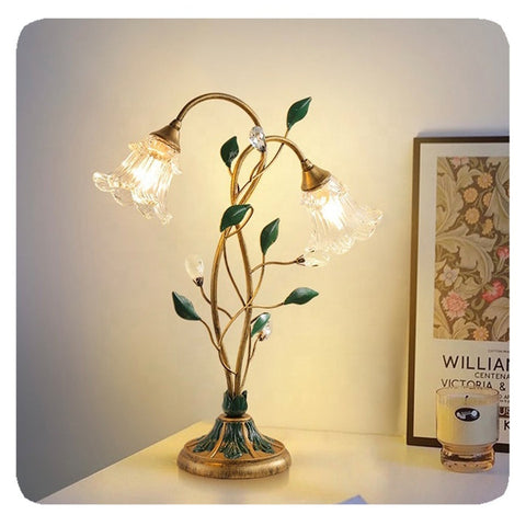 Vintage Franse Bloemen Tafellamp | Elegante Warme Verlichting voor Woondecoratie