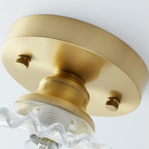 Vintage helder glazen geribbelde bloemblaadjes plafondlamp
